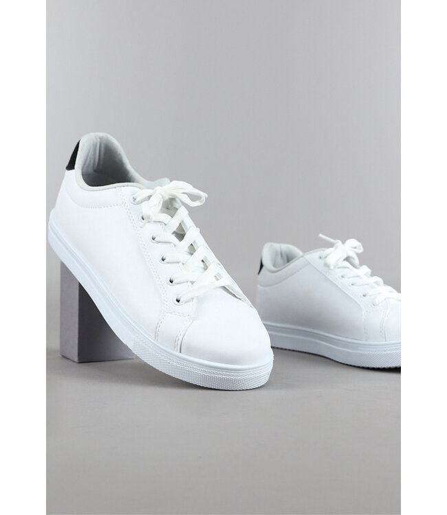 !OP=OP Basic Witte Heren Sneakers met Zwart Hielstuk