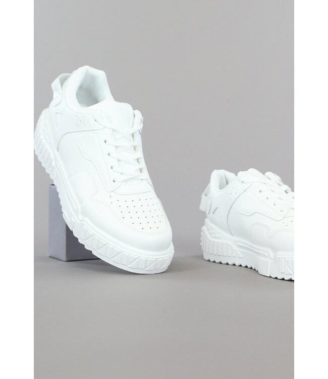 !SALE50 Witte Low Heren Sneakers met Gestructureerde Zool