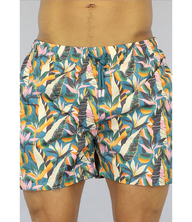 Heren Zwembroek met Groene Bloemen Print