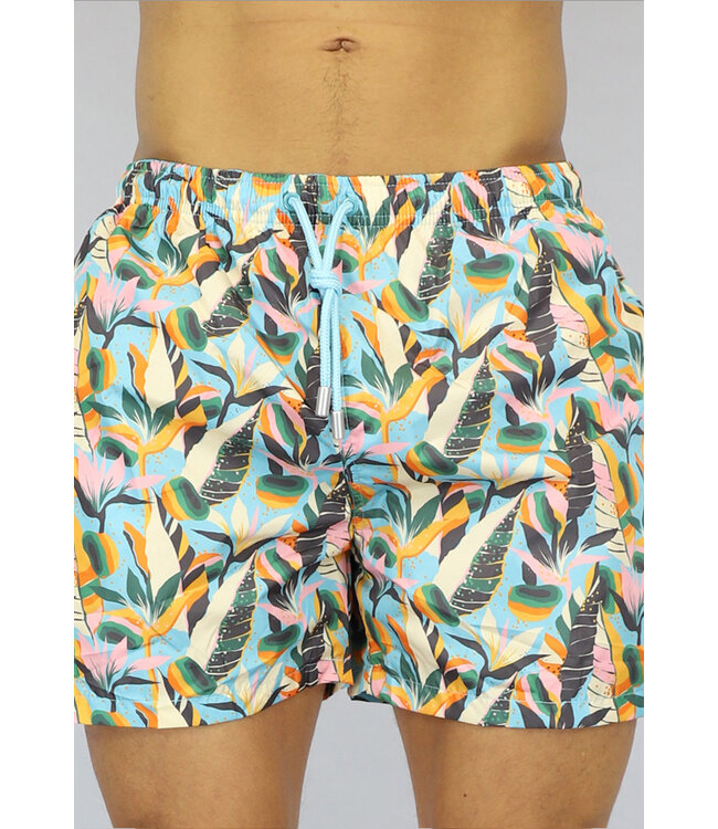 Heren Zwembroek met Blauwe Bloemen Print