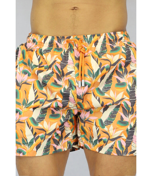 Heren Zwembroek met Oranje Bloemen Print