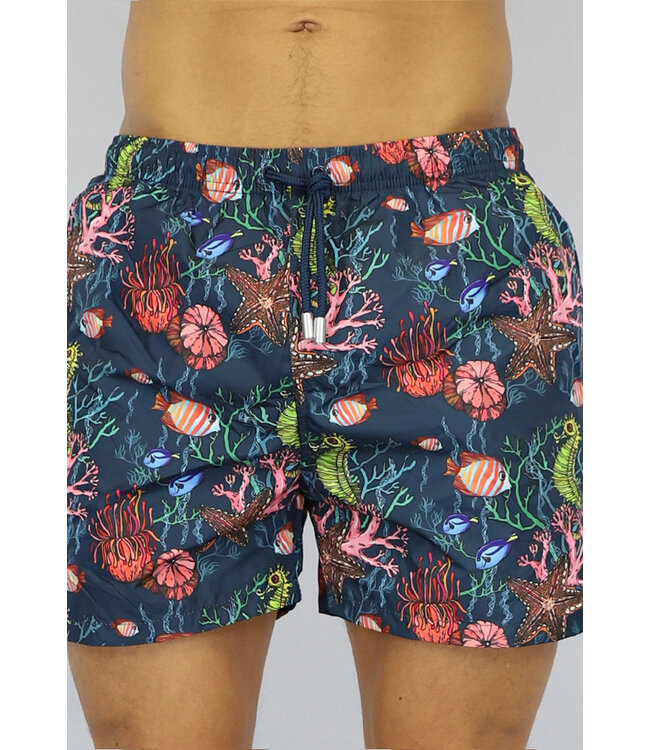 Donkerblauwe Heren Zwembroek met Sea Life Print