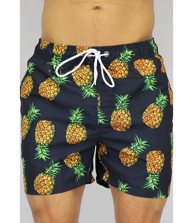 Zwarte Heren Zwembroek met Ananas Print