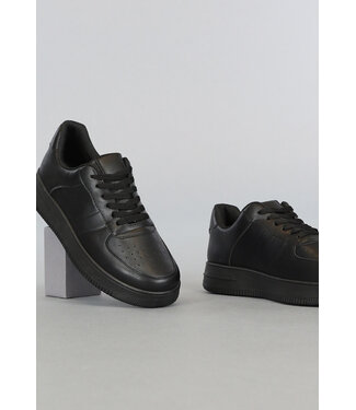 Basic Zwarte Lederlook Heren Sneakers