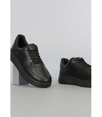 !OP=OP Basic Zwarte Lederlook Heren Sneakers