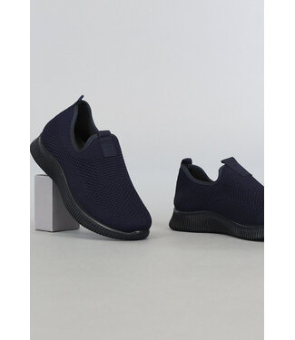 Blauwe Slip-On Heren Sneakers met Streep Zool