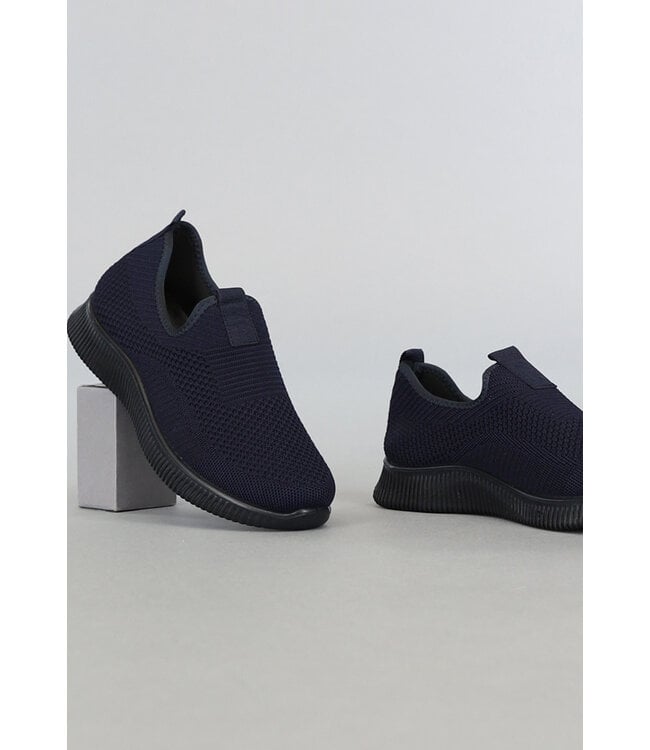 Blauwe Slip-On Heren Sneakers met Streep Zool