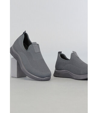 Grijze Slip-On Heren Sneakers met Streep Zool