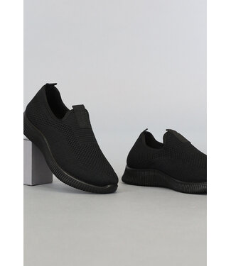 Zwarte Slip-On Heren Sneakers met Streep Zool