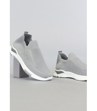 Elastische Grijze Slip-On Heren Sneakers