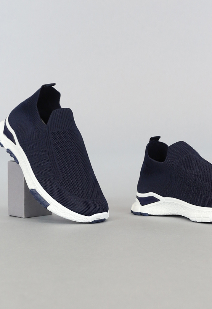 Elastische Blauwe Slip On Heren Sneakers