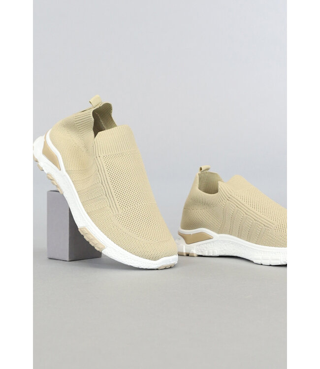 Elastische Beige Slip On Heren Sneakers