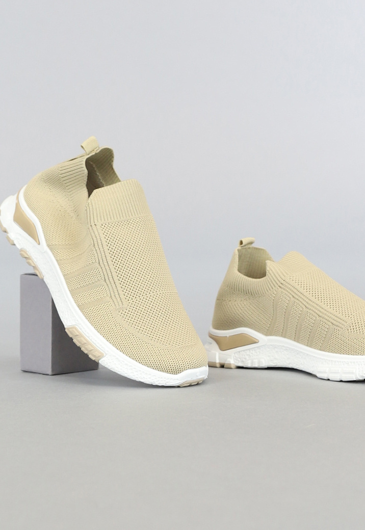 Elastische Beige Slip On Heren Sneakers