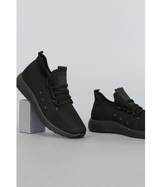 Zwarte Lichtgewicht Sneakers met Reliëf Zool