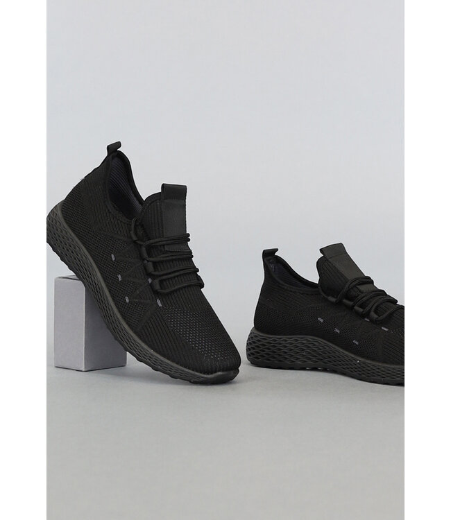 Zwarte Lichtgewicht Sneakers met Reliëf Zool