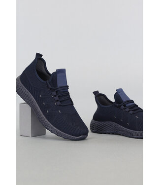 Donkerblauwe Lichtgewicht Sneakers met Reliëf Zool