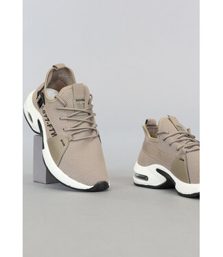 Taupe Heren Soft Sneakers met Gespdetail