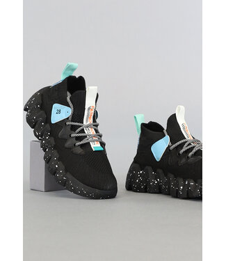 Zwarte Heren Sock Sneakers met Ribbel Zool