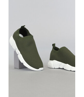 !OP=OP Groene Heren Instap Sock Sneakers