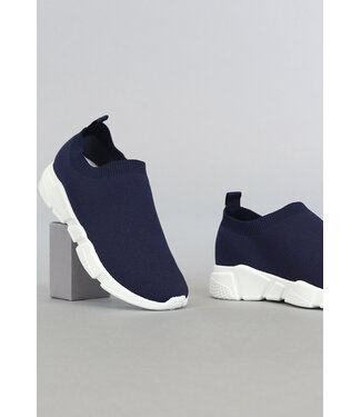 Blauwe Heren Instap Sock Sneakers