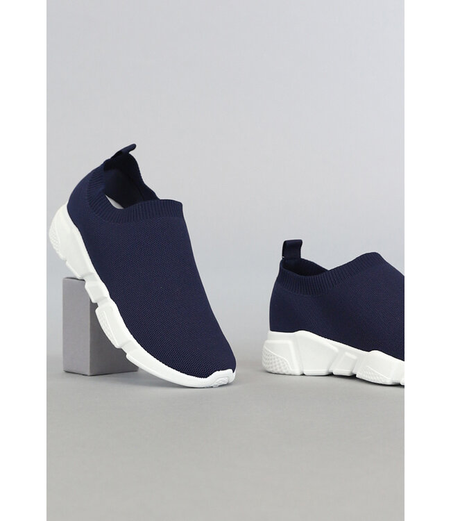 Blauwe Heren Instap Sock Sneakers