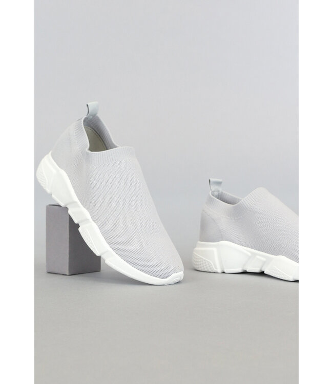 Grijze Heren Instap Sock Sneakers