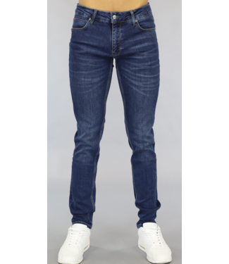 !OP=OP Blauwe Slim Fit Heren Jeans met Wassing