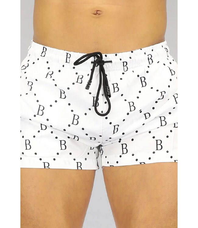 Witte Superslimfit Heren Zwembroek met Print