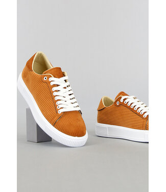 Bruine Heren Ribstof Sneakers