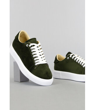 !OP=OP Olijfgroene Heren Ribstof Sneakers