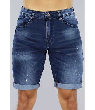 Donkerblauwe Heren Jeans Short