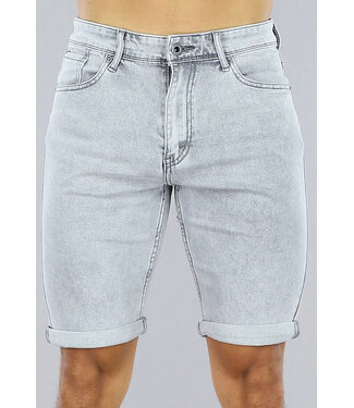 !OP=OP Grijze Heren Jeans Short met Lichte Wassing