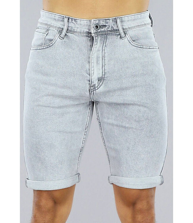 !OP=OP Grijze Heren Jeans Short met Lichte Wassing