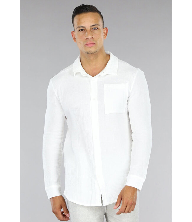 !SALE50 Witte Casual Mousseline Overhemd