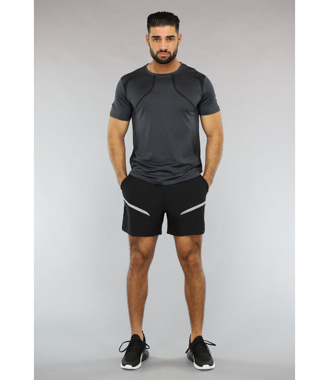 NEW2903 Antraciet Heren Sport Tenue met Zwarte Short