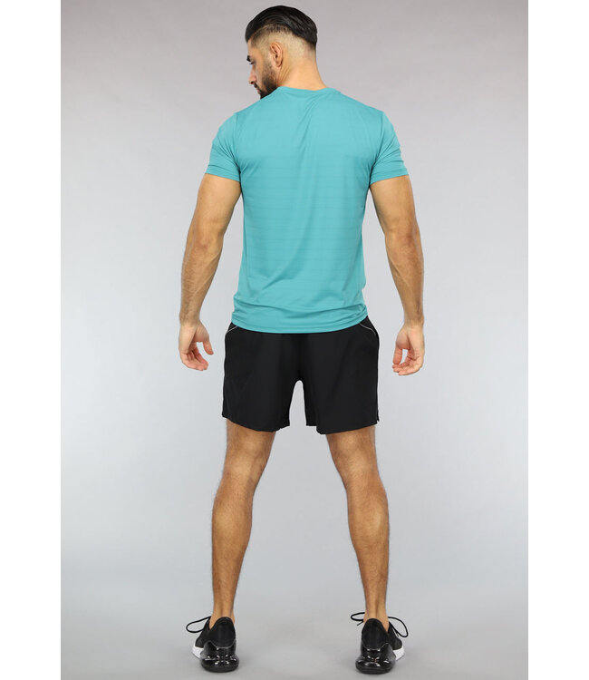 NEW2903 Ademende Turquoise Trainingstenue met Korte Broek