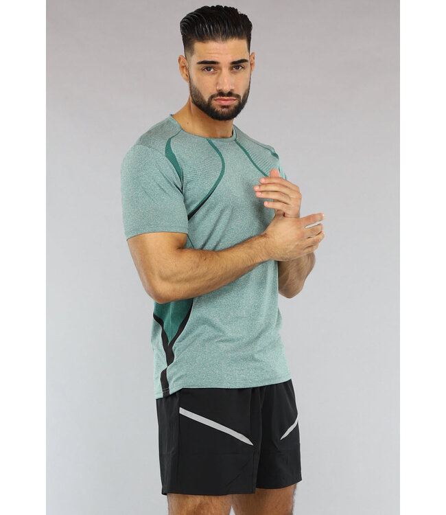 Turquoise Heren Sport Tenue met Zwarte Short