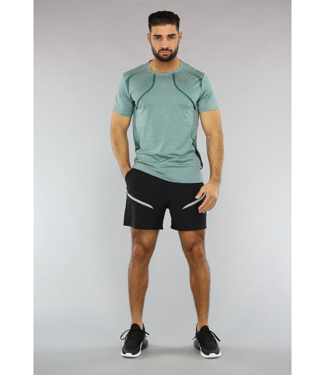 NEW2903 Turquoise Heren Sport Tenue met Zwarte Short