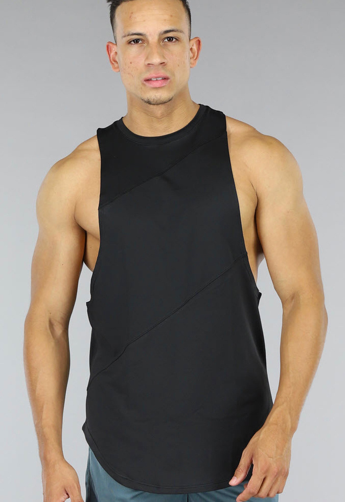 Heren Sport Loose Fit Tank Top Zwart Black Leo