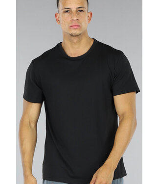 Zwart Elastisch Heren T-Shirt