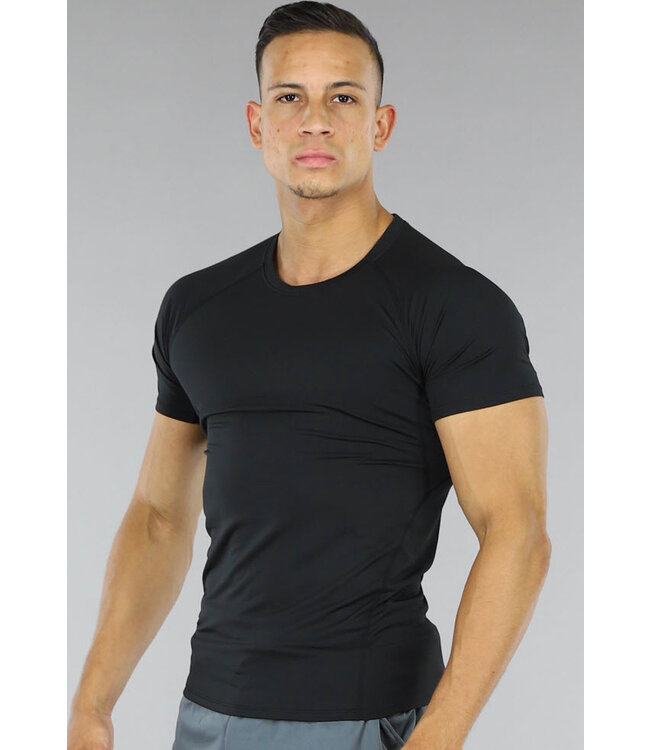 Zwart Aansluitend Heren Sport T-Shirt