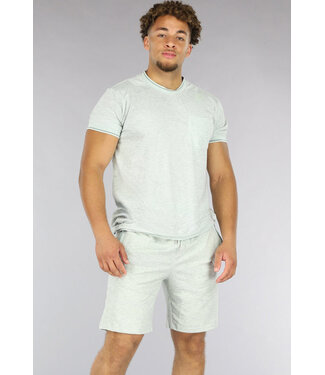 Licht Groene Heren Short Set met Borstzakje