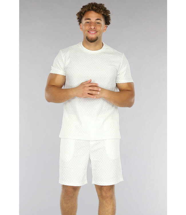 Witte Kabelpatroon Heren Two Piece