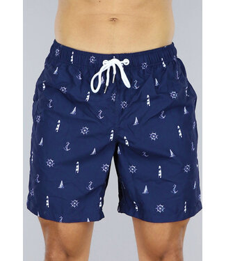 !SALE50 Navy Heren Zwembroek met Marine Print