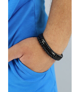 NEW1407 Gevlochten Zwarte Stainless Heren Armband