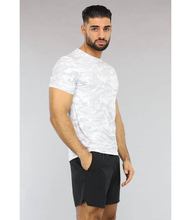 Wit Camouflage Sport Tenue met Zwart Broekje