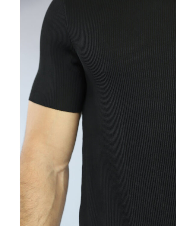 Zwart Gestreept Sport Setje met Korte Mouwen en Short