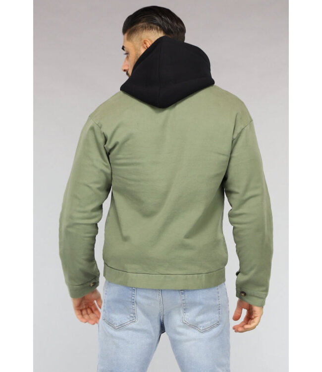 Groene Heren Spijkerjasje met Bruine Knopen