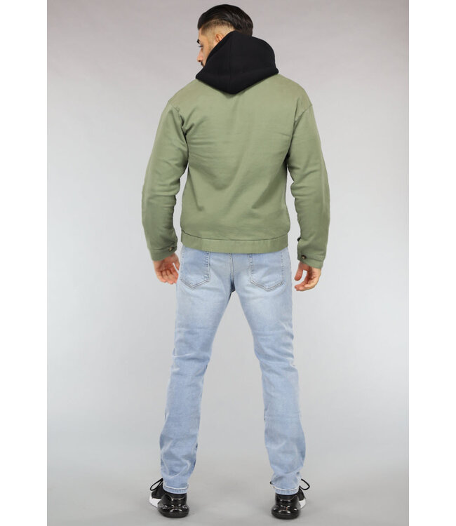 Groene Heren Spijkerjasje met Bruine Knopen
