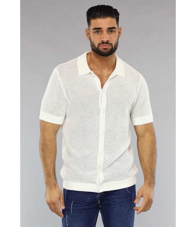 Witte heren blouse korte mouw sale